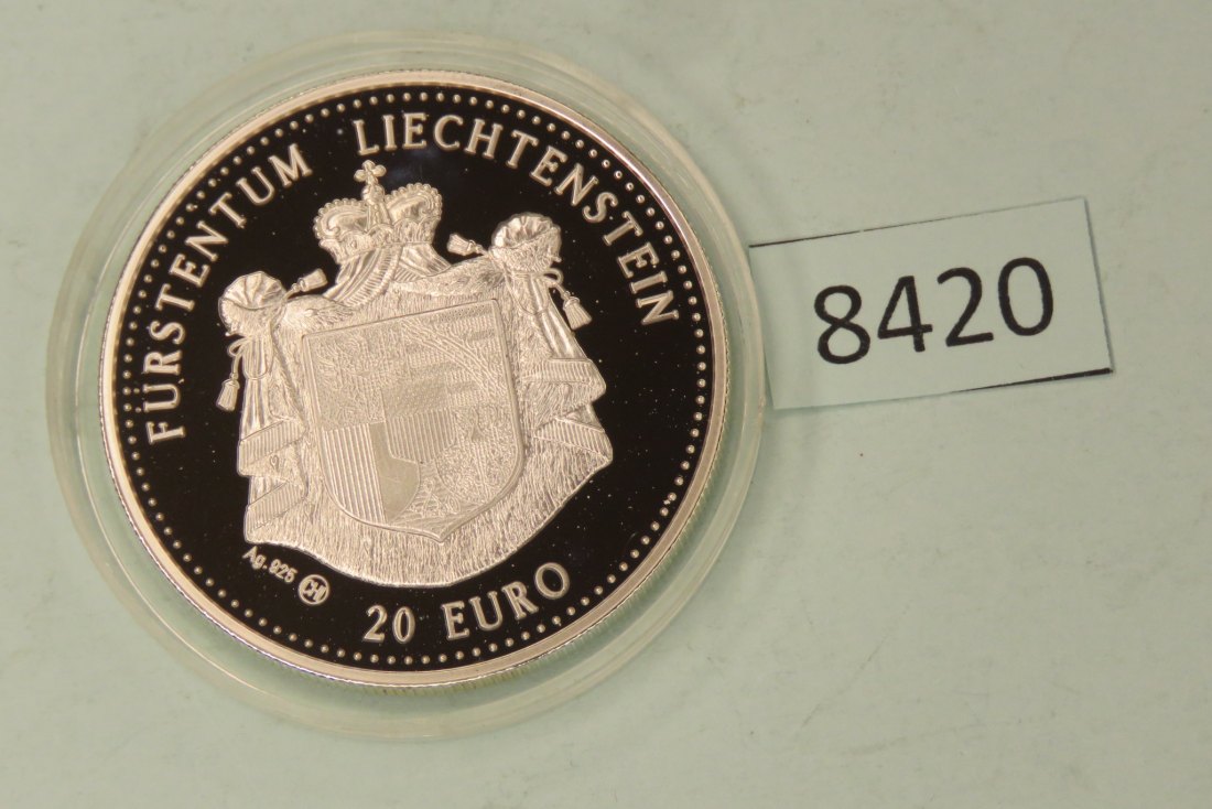  8420 Liechtenstein 1997  20 Euro  125 Jahre Eisenbahn  Silber   