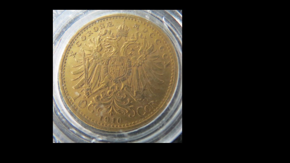  Österreich 10 Corona 1910 Gold; Gewicht: 3,39 g, Feingehalt: 900 ‰ (Feingewicht 3,05 g), sehr schön   