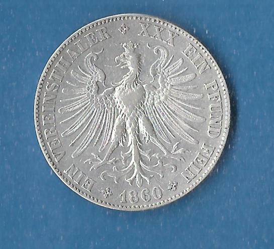  THaler Frankfurt 1860   Münzenankauf Koblenz Frank Maurer AF893   