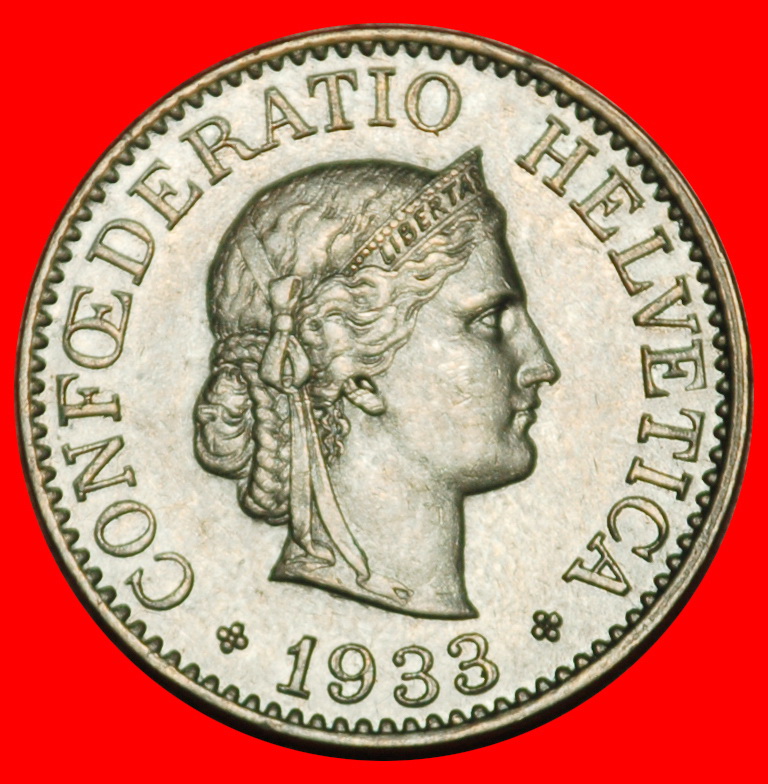  Ⰶ LIBERTY (1879-2024): SWITZERLAND ★ 10 RAPPEN 1933B! DIES 1+A!★LOW START! ★ NO RESERVE!   