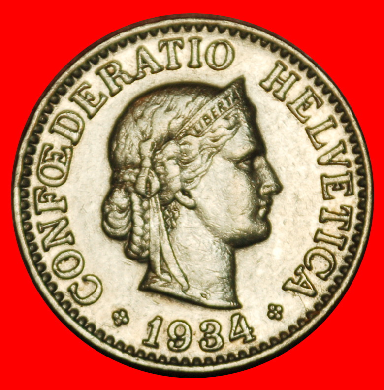  Ⰶ LIBERTY (1879-2024): SWITZERLAND ★ 10 RAPPEN 1934B! DIES 1+A!★LOW START! ★ NO RESERVE!   