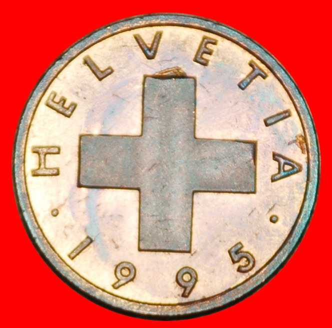  Ⰶ WHEAT SPRIG (1948-2006):SWITZERLAND★1 RAPPEN 1995B! DIES II+C! UNC LUSTRE★LOW START! ★ NO RESERVE!   