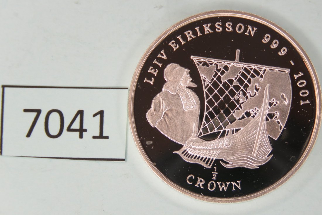  7041 Isle of Man 1997 - 1/2 crown - Leiv Eiriksen 15,55 g Silber 0.999   