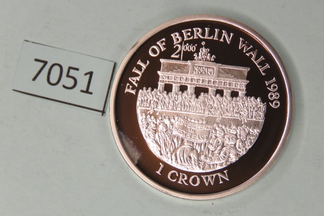  7051 Isle of Man 2000 - 1 crown - Fall der Berliner Mauer - 28 g Silber PP 0.925   