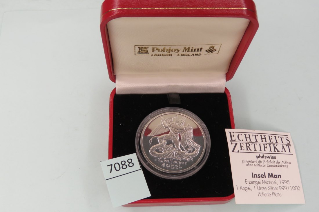  7088 Isle of Man 1995 - 1 Angel - Erzengel Michael - 31,1 g Silber PP 0.999   