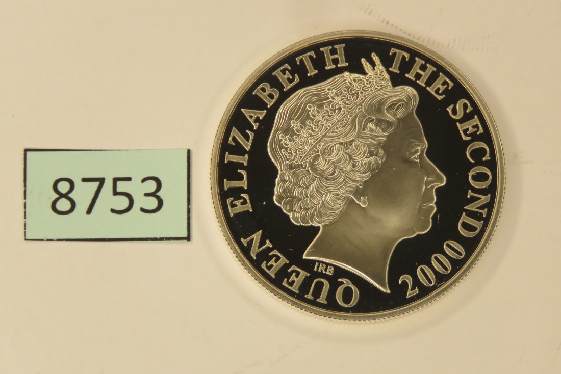  8753 Jersey 2000 - 5 pounds - Millennium vergoldet - 28,28 g Silber 0.925   