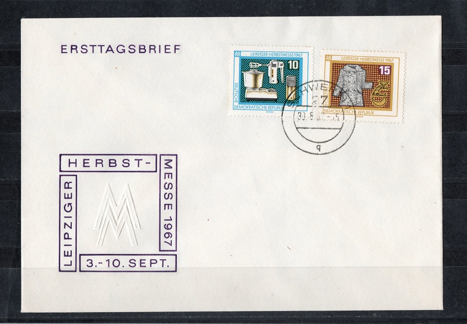  DDR 1967 Mi.1306-1307 Kompl.-Satz **Postfr.-Gestempelt auf ETB   