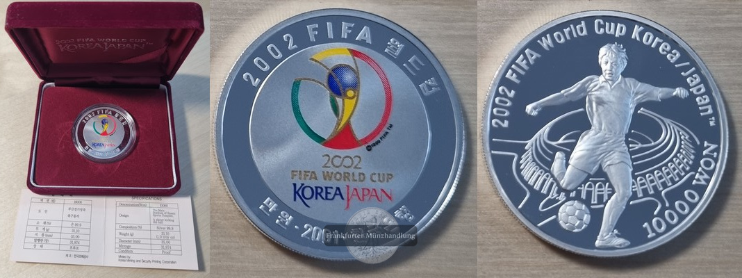  Südkorea. 10.000 Won 2002 FIFA 2002  FM-Frankfurt  Feingewicht: 31,0689g   