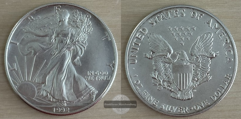  USA, 1 Dollar  1992  Walking Liberty     FM-Frankfurt Feinsilber: 31g   