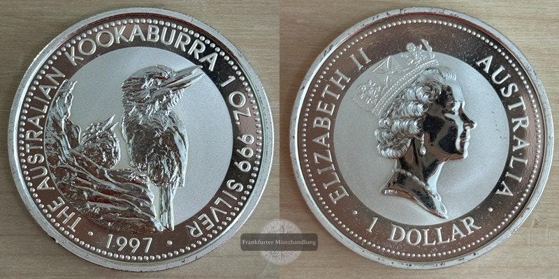  Australien,  1 Dollar 2009 (1997) Kookaburra  FM-Frankfurt  Feinsilber: 31,1g   