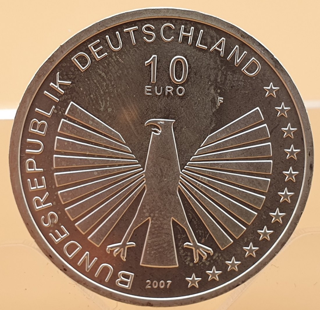  BRD 10 Euro 2007 F 50 Jahre Römische Verträge Silber Münze 16,65 g. fein   