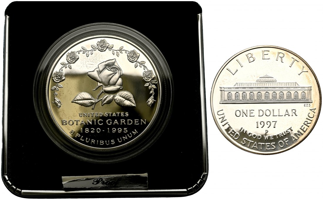 PEUS 2176 USA 24,06 g Feinsilber. Botanic Garden incl. Originaletui Dollar SILBER 1997 P Proof (Kapsel)