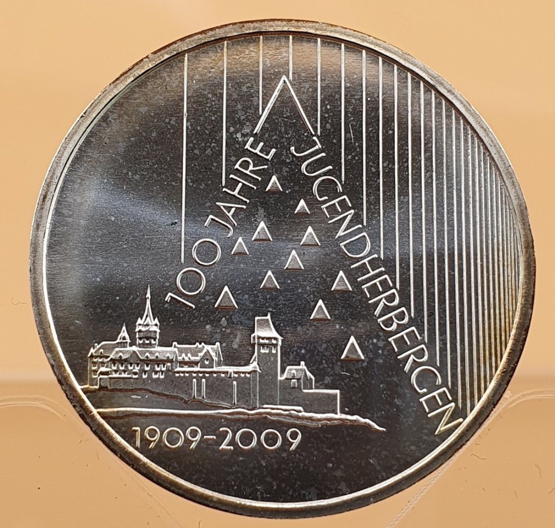  BRD 10 Euro 2009 G 100 Jahre Deutsches Jugendherbergswerk Silber Münze 16,65 g. fein   