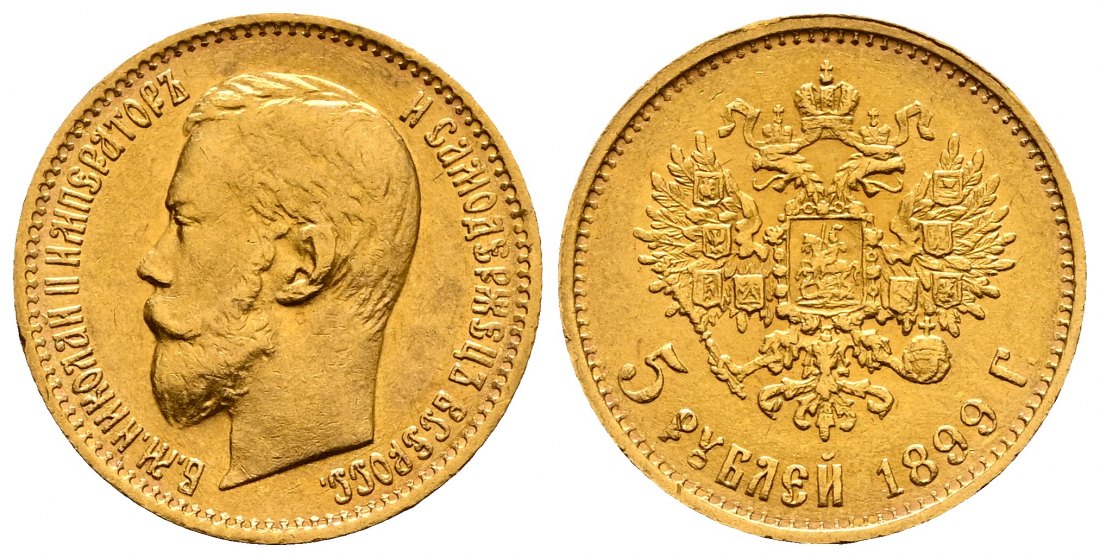 PEUS 2179 Russland 3,87 g Feingold. Zar Nikolaus II. (1894 - 1917) 5 Rubel GOLD 1899 ЭБ (EB) Sehr schön