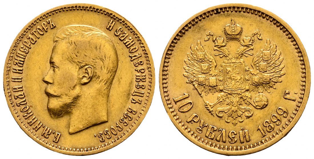 PEUS 2180 Russland 7,74 g Feingold. Zar Nikolaus II. (1894 - 1917) 10 Rubel GOLD 1899 АГ (AG) Sehr schön