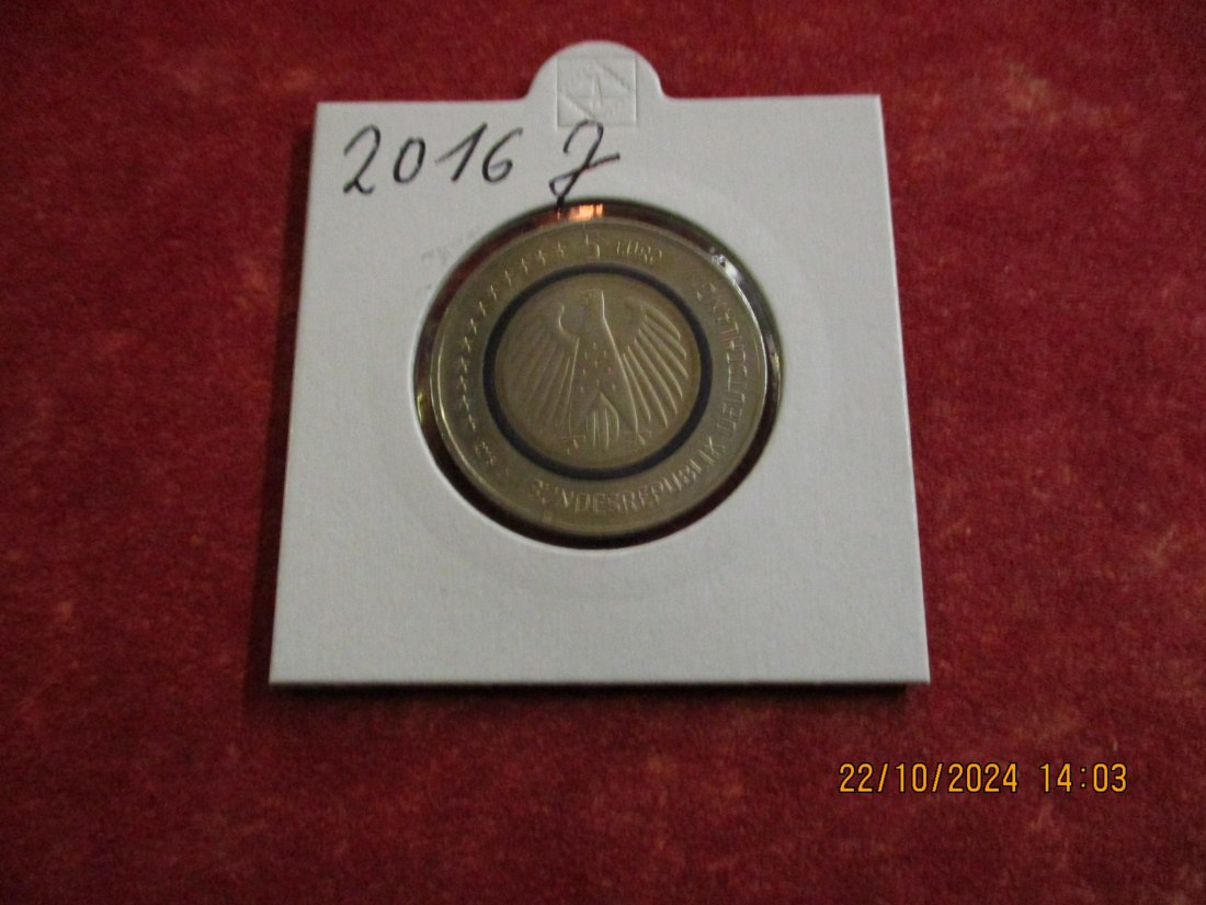  5 Euro 2016 J Planet Erde Polymerring   