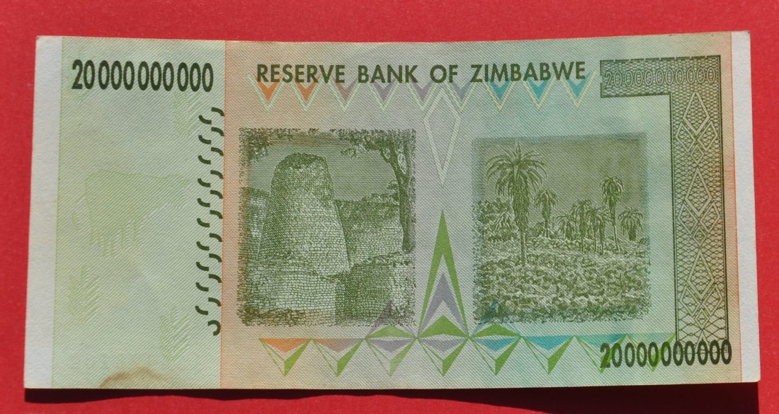  ZIMBABWE 20 Billion Dollars 2008 (20 Milliarden), Erhaltung!!!   