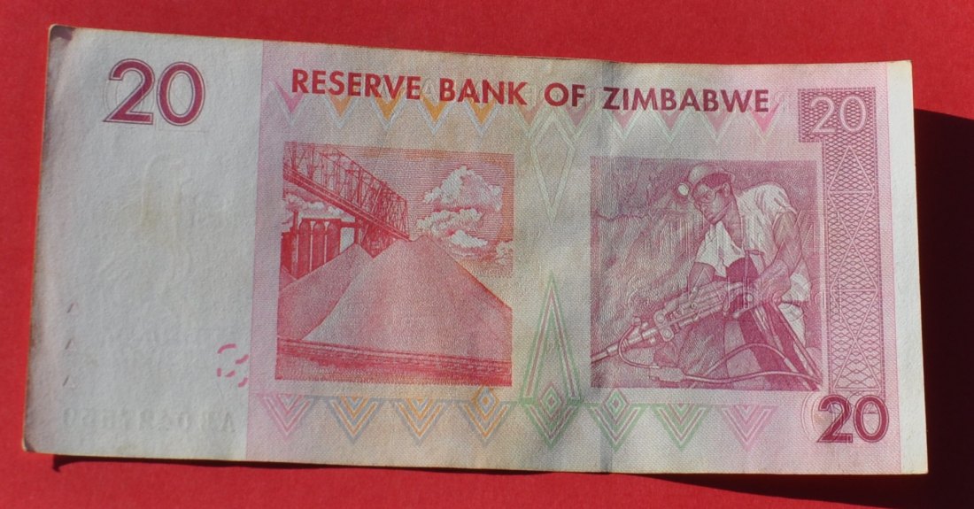  ZIMBABWE 20 Dollars 2007, Erhaltung II   