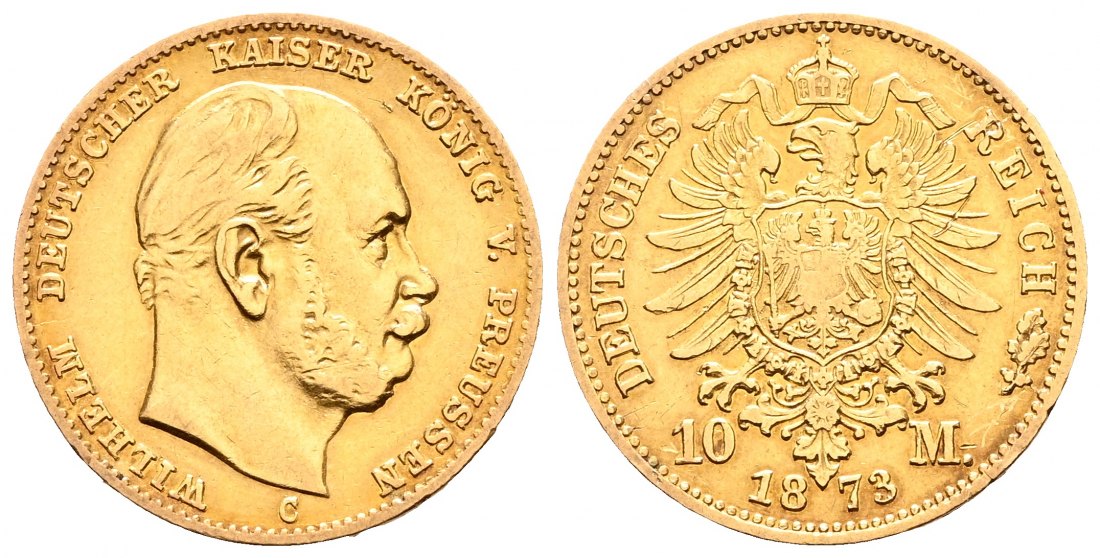 PEUS 2170 Kaiserreich - Preußen 3,58 g Feingold. Wilhelm I. (1861 - 1888) 10 Mark GOLD 1873 C Frankfurt Sehr schön