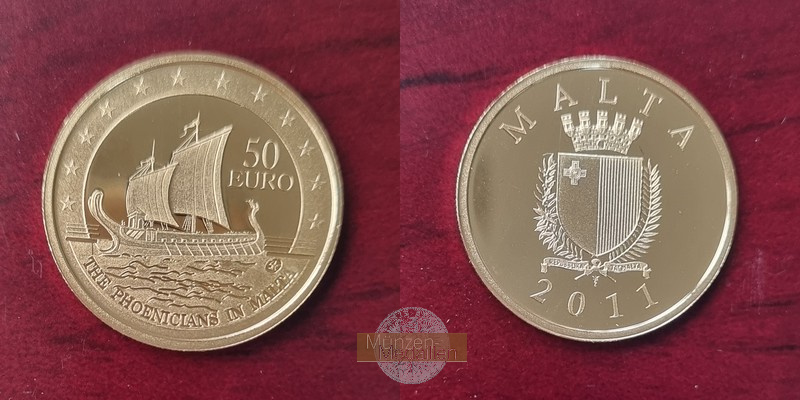 Malta   50 Euro  2011 MM-Frankfurt Feingold: 5,95g Ancient Phoenician boat  