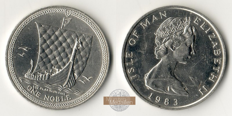 Isle of Man. MM-Frankfurt Feingewicht: 31,1g Platin 1 Noble 1983 