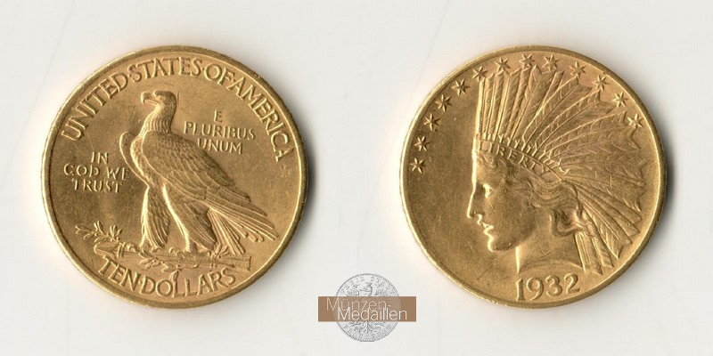 USA  10 Dollar MM-Frankfurt Feingold: 15,05g Eagle 1932 