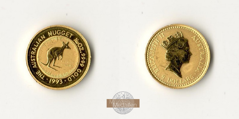 Australien  5 Dollar  1993 MM-Frankfurt Feingold: 1,55g Kangaroo  