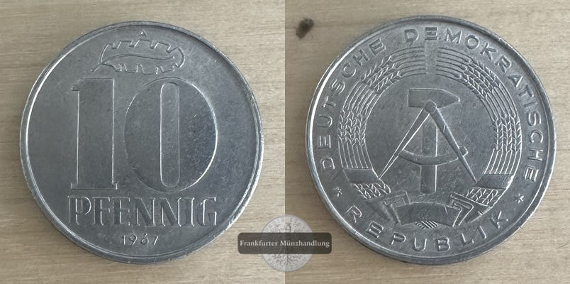  DDR  10 Pfennig 1967  Ostdeutschland (DDR) (1948 - 1990)  FM-Frankfurt Aluminum   