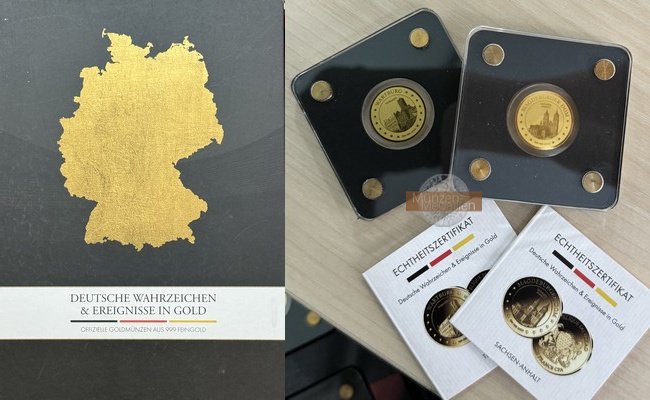 BRD Deutsche Wahrzeichen in Gold MM-Frankfurt Feingold: 0,746g 12x 3.000 Francs  