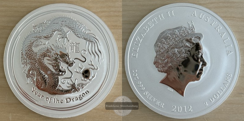  Australien  2 Dollar 2012 Jahr des Drachen  FM-Frankfurt Feinsilber: 62,22   