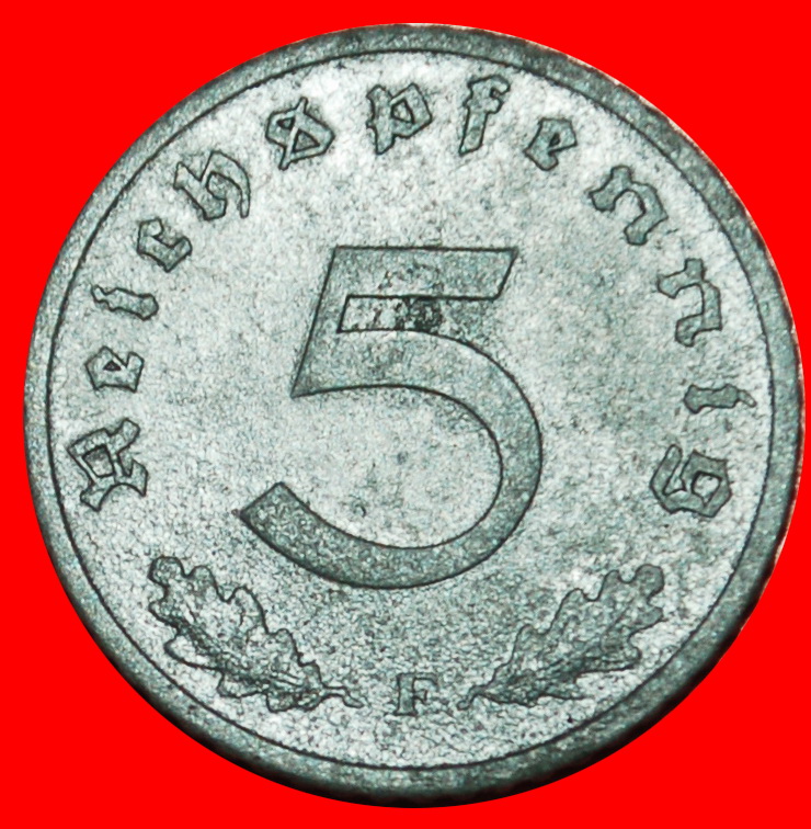  Ⰶ SWASTIKA 1940-1944:GERMANY★5 PFENNIGS 1941F BADEN-WUERTTEMBERG★THIRD REICH★LOW START ★ NO RESERVE!   