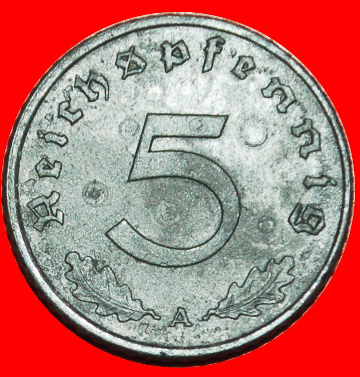  Ⰶ SWASTIKA 1940-1944:GERMANY★5 PFENNIGS 1943A PRUSSIA! THIRD REICH 1933-1945★LOW START ★ NO RESERVE!   