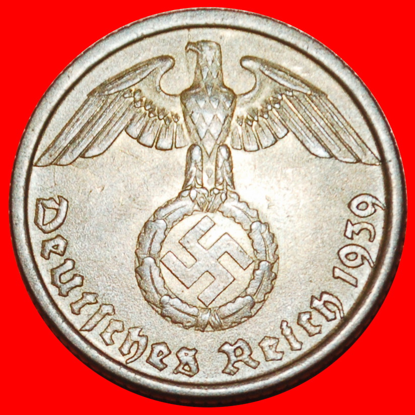  Ⰶ SWASTIKA 1936-1940: GERMANY★10 REICHSPFENNIGS 1939D BAVARIA! 3 REICH 1933-★LOW START ★ NO RESERVE!   