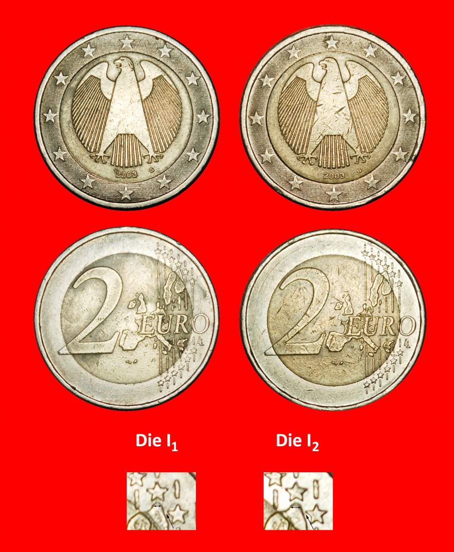  Ⰶ PHALLIC TYPE (2002-2006): GERMANY★2 EUROS 2003G BOTH TYPES! JUST PUBLISHED★LOW START ★ NO RESERVE!   