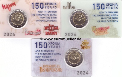 Griechenland 2 Euro Gedenkmünze 2024...Penelope Delta...bu...3x CC   