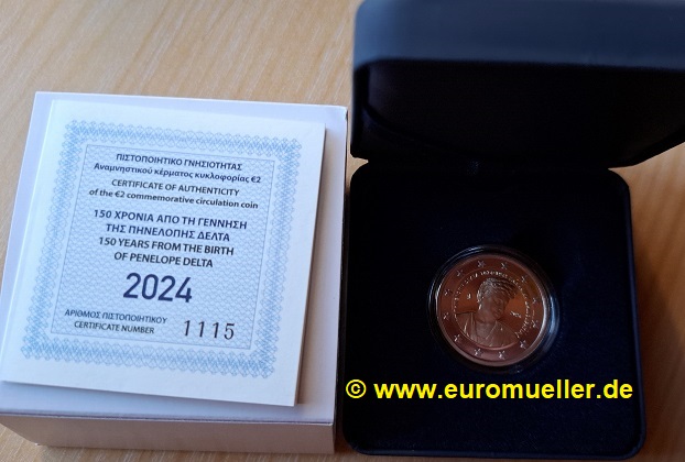 Griechenland 2 Euro Gedenkmünze 2024...Penelope Delta...PP   