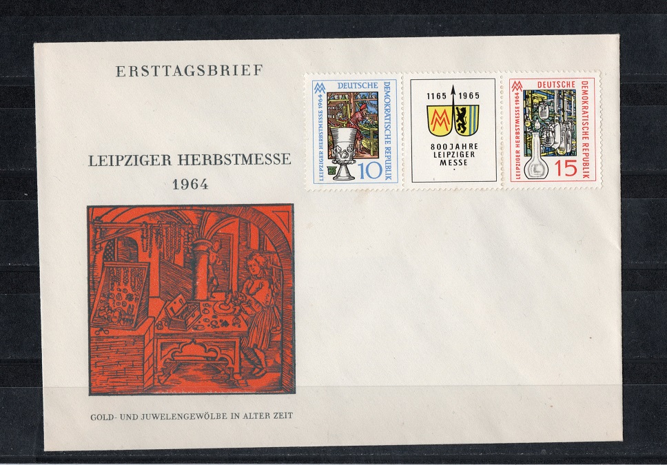  DDR 1964 Mi. 1052-1053 Dreierstreifen **Postfr. auf ETB   