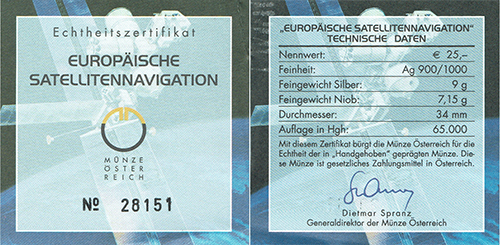  SZAIVERT 2. REPUBLIK ÖSTERREICH 25 EURO 2006 EUROPÄISCHE SATELLITENNAVIGATION OVP   