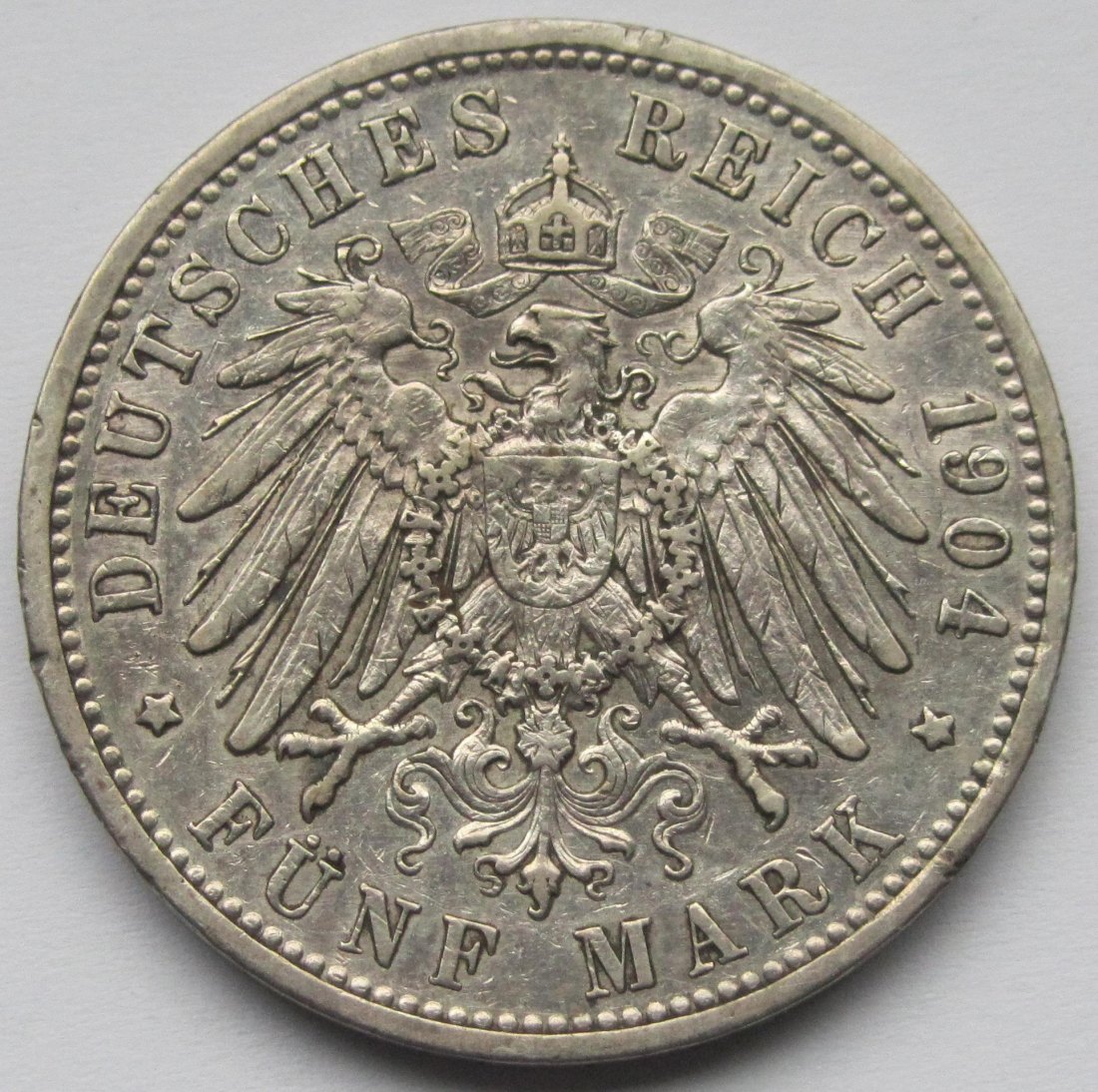  Kaiserreich: Baden, 5 Mark Friedrich I. (Jaeger 33), 1904   