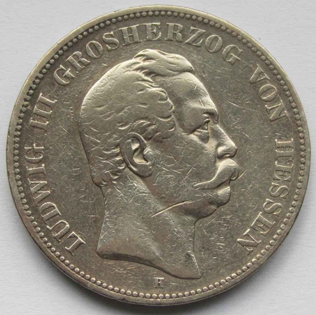  Kaiserreich: Hessen, 5 Mark Ludwig III. (Jaeger 67), 1876   