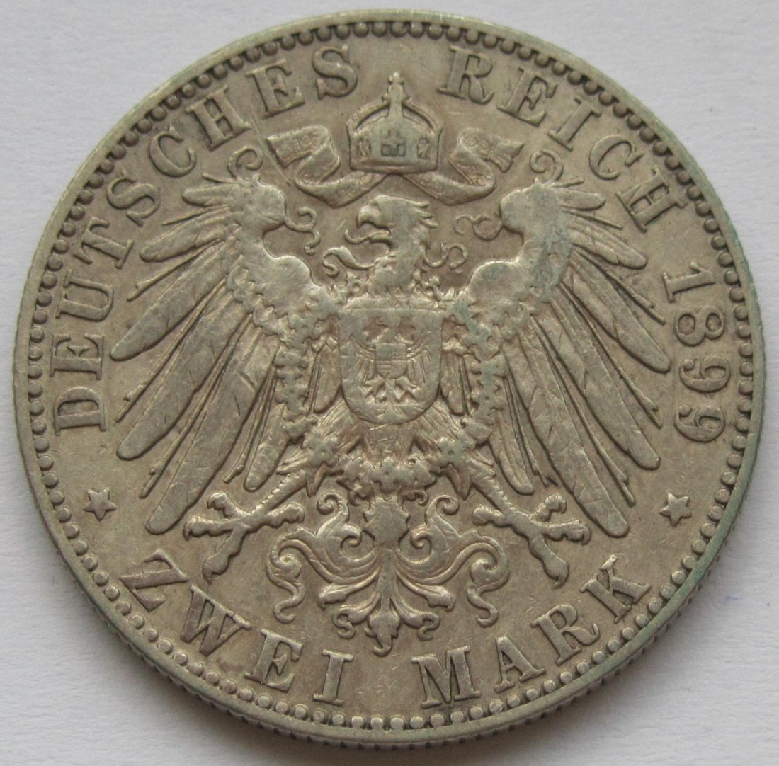  Kaiserreich: Sachsen, 2 Mark Albert (Jaeger 124), 1899   