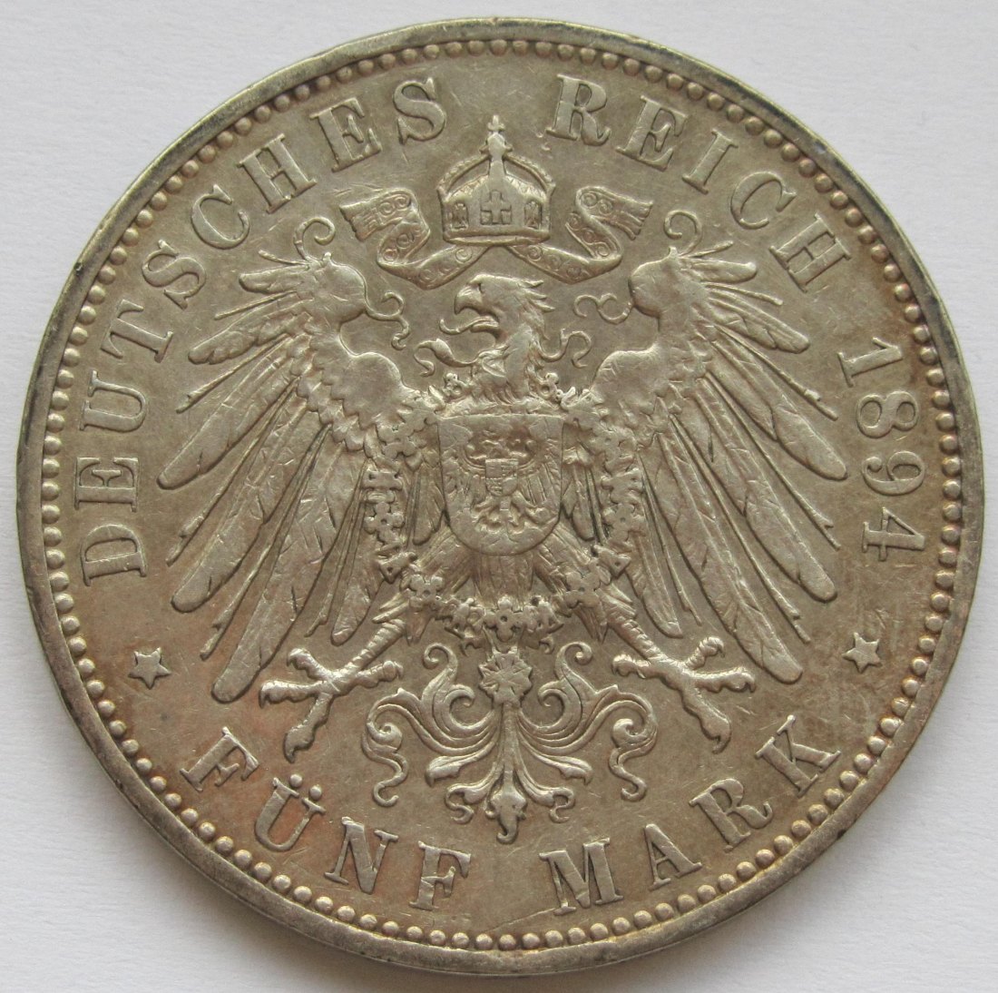  Kaiserreich: Sachsen, 5 Mark Albert (Jaeger 125), 1894   