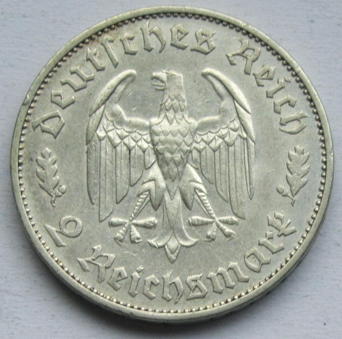  Deutsches Reich: 2 Mark Schiller (Jaeger 358), 1934   