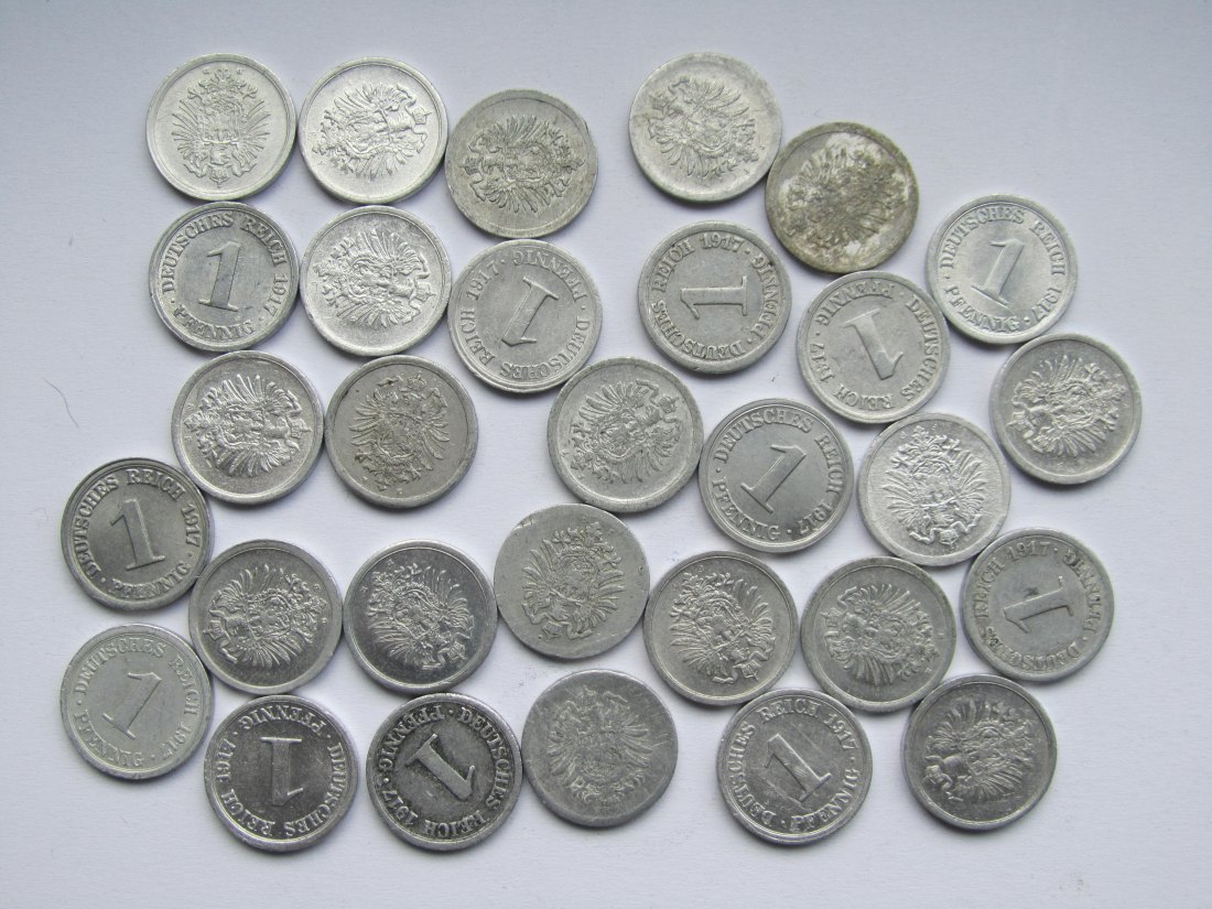  Kaiserreich: 30 x 1 Pfennig Aluminium (Jaeger 300)   