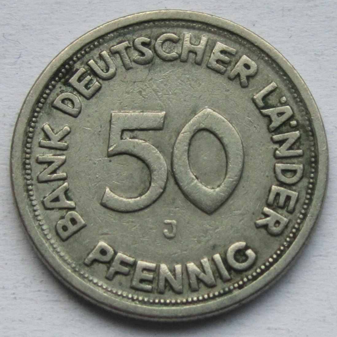  Deutschland: 50 Pfennig Bank deutscher Länder ohne Jahr (Stempelschwäche), J   