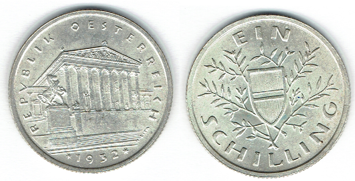  SZAIVERT 1. REPUBLIK ÖSTERREICH 1 SCHILLING 1932   