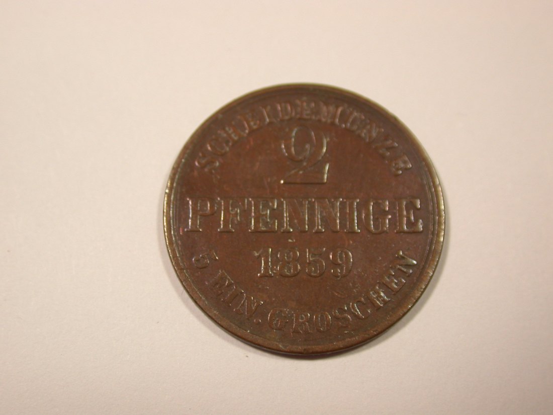  I7  Braunschweig  2 Pfennig 1859 in ss/ss+  R    Originalbilder   