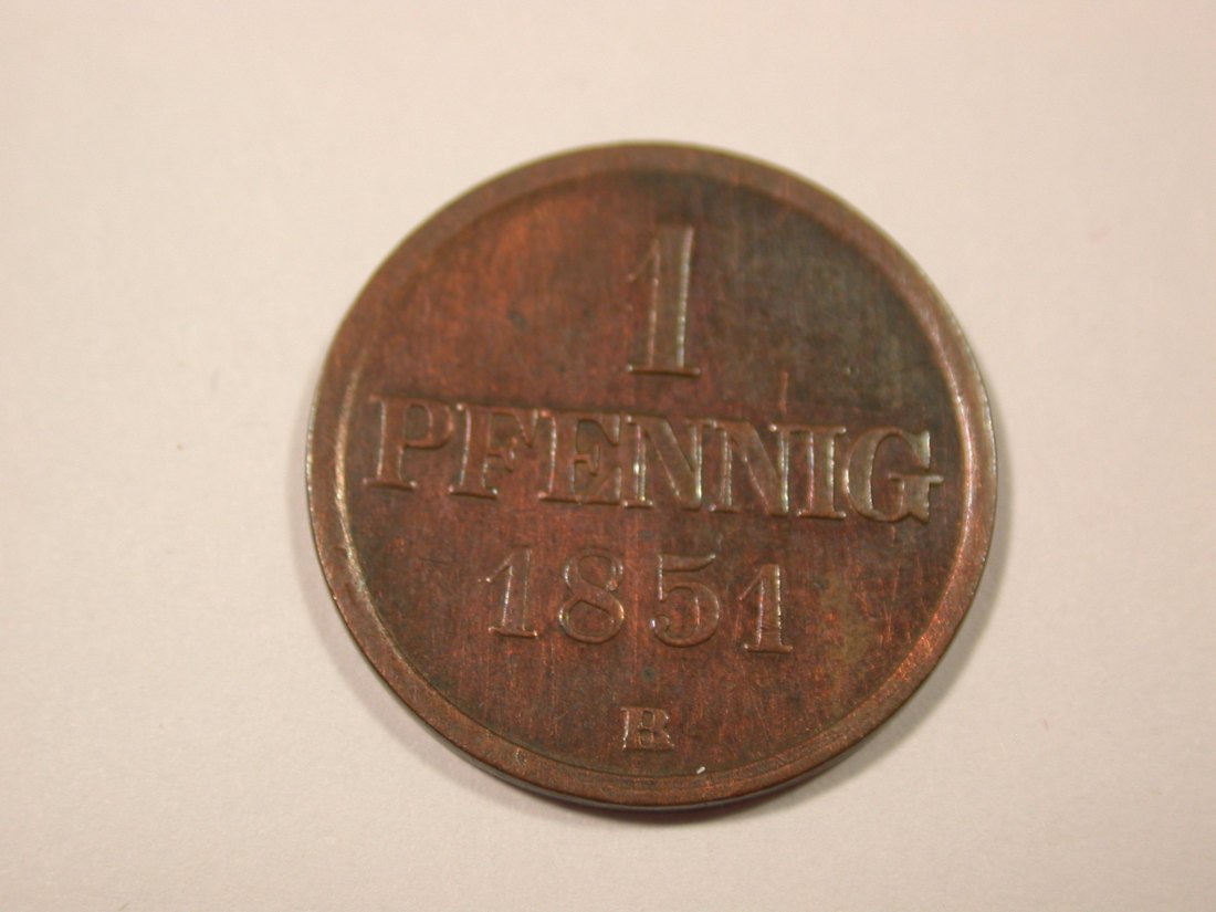  I7  Braunschweig  1 Pfennig 1851 B in ss   Originalbilder   