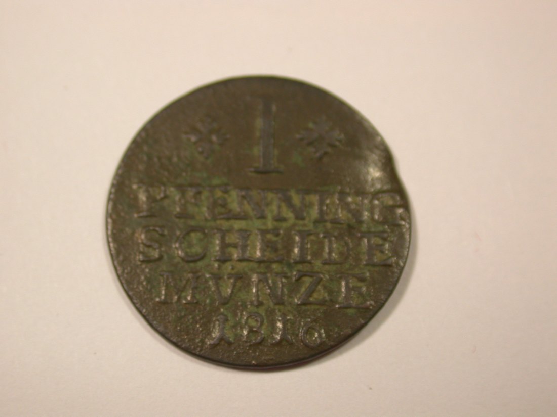  I7  Braunschweig  1 Pfennig 1816 in ss gewellt  Originalbilder   