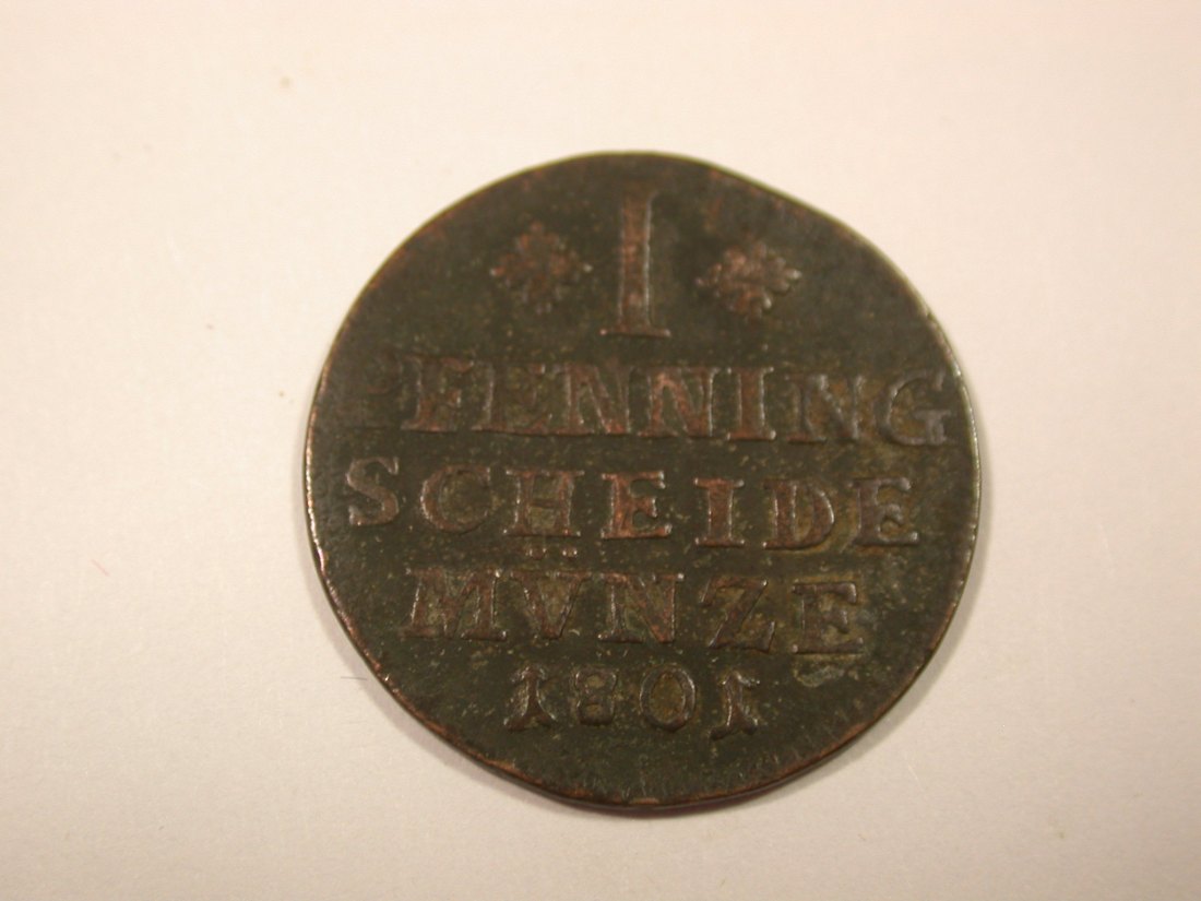  I7  Braunschweig  1 Pfennig 1801 in ss Randfehler  Originalbilder   